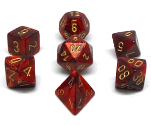 CHX27414 SCARLET/GOLD SCARAB 7PC POLYHEDRAL DICE SET image 0